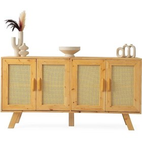 Resim Yemek Odası Konsol 4 Kapaklı Natural Ağaç 180cm-kurulu Gönderilir Naturel 