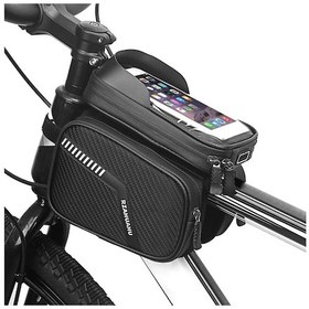 Resim Su Geçirmez Bisiklet Şasi Çantası Çift Kese Bisiklet Üst Tüp Çanta Mtb Dağ Bisikleti Bisiklet Küfe Çantası Dokunmatik Telefon Kılıfı Siyah 