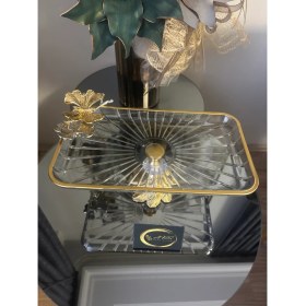 Resim Paşabahçe Metal Ayaklı Kelebek Figürlü Yaldızlı Sunumluk Tabak, dekoratif Borcam, hediyelik, şekerlik 