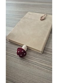 Resim Bordo Mantar Amigurumi Kitap Ayracı Kitap Aksesuarı Hediyelik 