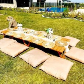 Resim Mena Rise Katlanır Sabit Ayaklı Kamp, Piknik ve Bahçe Masası 70X150 cm - Ceviz Renk 