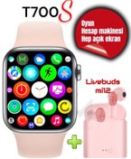 Resim MATEO Akıllı Saat T700s Airbuds Mi12 Kablosuz Kulaklık Ikili Siyah Set Ios Android Smartwatch 