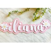 Resim Kişiye Özel İsimlik Kapı Süsü Bebek Ve Çocuk Odası Dekoru İsme Özel Beyaz - Pembe 