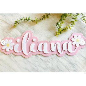 Resim Kişiye Özel İsimlik Kapı Süsü Bebek Ve Çocuk Odası Dekoru İsme Özel Beyaz - Pembe 