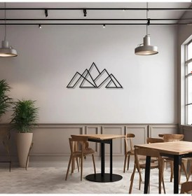 Resim Şık Metal Tablo Çizgisel Dağ Linear Mountain Metal Duvar Tablosu Doğal 