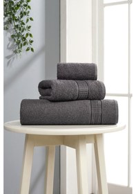 Resim 3lü Havlu Seti Ezgi Antrasit 70x140 + 50x85 + 30x50 Antrasit 