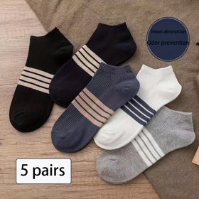 Resim 5 Çift Erkek Moda Anti Koku ve Ter Emici Düşük Kesim Çorap, Rahat ve Nefes Alabilen Çoraplar, Bahar ve Yaz İçin 