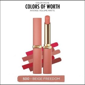 Resim L'oreal Paris Colors Of Worth Color Riche Intense Volume Matte Ruj - 500 Beige Freedom 