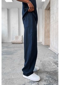 Resim Lacivert Cozy Premium Pileli Baggy Eşofman Lacivert 