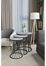 Resim Emga Home Zenith Zigon Sehpa - Beyaz Mermer Beyaz Mermer 