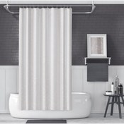 Resim Zethome Banyo Perdesi 2x110x200 Çift Kanat Duş Perdesi Halka Hediyeli 5026 Beyaz 