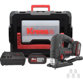 Resim Kress KUE26 20VOLT 4.0AH Li-Ion Çift Akülü Profesyonel Kömürsüz Devir Ayarlı Şarjlı Dekupaj Testere 