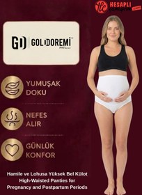 Resim gd goldoremi 3640 Premium Kadın Yüksek Kalite %100 Pamuk Likralı Hamile ve Lohusa Yüksek Bel Külot 