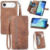 Resim İphone Uyumlu 17 Air Cüzdan Çoklu Kart Yuvası Flip Fermuarlı Stil İşletme Çok Renkli Kapak 