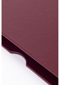 Resim Turgut Office Deri Kapaklı Masa Sümeni Bordo Krom Detaylı 50 x 35 CM 