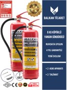 Resim Balkan Ticaret 2 Adet 6Kg Köpüklü Yangın Tüpü + askı aparatı ve talimat etiketi - yüksek basınç dayanımı 
