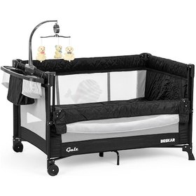 Resim Gulz Beskar Anne Yanı Sallanır Cibinlikli Dönenceli Alt Açmalı Oyun Parkı Bebek Beşik 70x120 Cm Siyah 