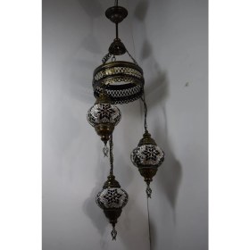 Resim Karlıkturistik Mozaik Lamba Avize 3lü Sarkıt Dekoratif Aydınlatma Tavan Lambası Renkli El Yapımı Model 4 