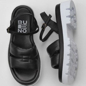 Resim Bueno Shoes Siyah Deri Kadın Dolgu Topuklu Sandalet 01wu7301 