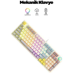 Resim Sprange Mk-12 Rainbow Q Klavye Rgb Oyuncu Klavyesi Gaming Klavye Işıklı Kablolu Klavye 