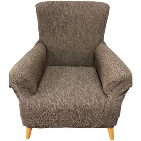 Resim StarMall Jakarlı Ağaç Koltuk Örtüsü Koltuk Kılıfı Lastikli Esnek Yıkanabilir Tekli Bir Adet Kahverengi 