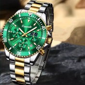Resim 1 adet Yeni Moda Paslanmaz Çelik Lüks Kuvars Saat, Lüks, Günlük, Yuvarlak Kadran, Çok Ölçekli, Gece Lambası, Tarih Göstergesi, Doğum Günü, Tatil, Yıldönümü, Erkekler, Seyahat, Parti için 