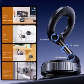 Resim Vakumlu Manyetik Araç Telefon Tutucu - 360° Dönebilir ve Katlanabilir Tasarım, Vakum Emişli - Banyo Fayansları ve Cam Yüzeyler İçin Mükemmel Araç Telefon Askısı 