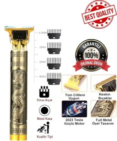Resim Laraheiser Premium Uzun Süre Şarjı Dayanıklı Paslanmaz Çelik Ejderha Motif Tıraş Makinesi 