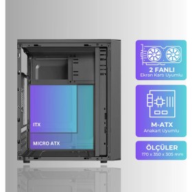Resim Revenge Razor Matx Mikro Atx Boş Bilgisayar Kasası Boş Ofis Bilgisayarı 