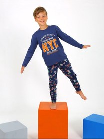 Resim Vitmo Erkek Çocuk Uzun Kollu Pamuklu Pijama Takımı West Coast İndigo 