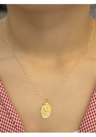 Resim 14 Ayar Altın Aynalı Oval S Harfli Kolye Altın 