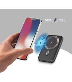 Resim Polosmart PBS133 Magsafe Kablosuz Hızlı Taşınabilir Şarj Cihazı Powerbank 5000 Mah Antrasit 