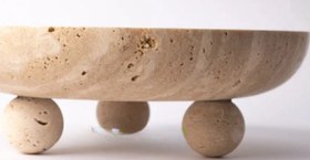 Resim Ivory Traverten Kase, Traverten Dekoratif Kase, Traverten Tabak 26cm Top Ayaklı 