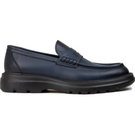 Resim Deery Erkek Mavi Hakiki Deri Loafer Ayakkabı - 02006MMVIE01 
