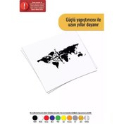 Resim Pusulalı Dünya Haritası Sticker Oto Motor Laptop Duvar Folyo Sticker 15 X 9 Cm 