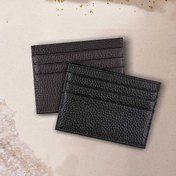 Resim Erkekler için Baweisibinli Ultra İnce Hakiki Deri Kartlık - Minimalist Siyah Üst Kalite Dana Derisi Cüzdan, Dokulu Tasarım, Günlük Kullanım için Kompakt ve Dayanıklı 