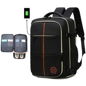 Resim Chuangyinshop Black Travel Backpack 15.6 Inch Laptop Çantası Erkek Kadın Günlük İş Okul Seyahat Sırt Çantası - Siyah 