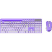 Resim Everest KM-730 Mor/beyaz Kablosuz Q Multimedia Klavye + Mouse Set 