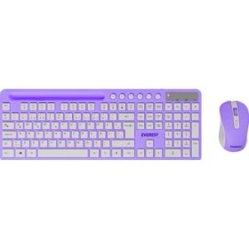 Resim Everest KM-730 Mor/beyaz Kablosuz Q Multimedia Klavye + Mouse Set 