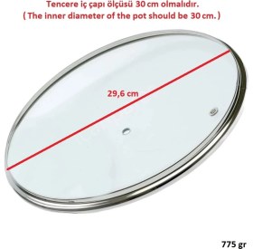Resim İcanpares Tencere Sahan Tava Cam Kapağı Buhar Delikli Kapak 30 cm ve Altın Sarısı Tutma Tepesi 