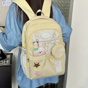 Resim Sevimli Pastel tonları ile büyük kapasiteli okul sırt çantası - Hafif fermuarlı sırt çantası, ayarlanabilir omuz askıları, geniş ana bölme ve ön ceza - Dayanıklı polyester kitap çantası, öğrenciler, kolej, seyahat, günlük kullanım için - Doğum günü/Noel hediye fikri (Pembe, Siyah, Mavi, Mor, Sarı) - Okul, iş, gezi için sevimli sırt çantası, kolej gereksinimleri, oyun design, sağlam yapı, öğrenci gereksinimleri, trend design, yüksek kaliteli kumaş, gençlik 