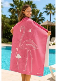 Resim Yetişkin Unisex 70x140 Cm Yaz Desenli Plaj ,deniz , Banyo Havlusu Ocean Pembe 