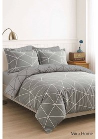 Resim Çift Kişilik Pamuklu Nevresim Takımı Geo Line Gri Çok Renkli 