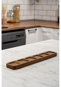 Resim Mienda Home 6 Bölmeli Uzun Ahşap Baharatlık Standı Ahşap 