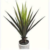 Resim 1 adet Yapay Bitki, Gerçek Dokunuşlu Sukulent Ev Bitkisi, 27.16" Yapay Zemin Bitkisi Saksılı, Agave Gerçekçi Tropikal Ev Ofis Dekoru 