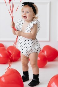 Resim Parla Kids Kız Bebek Bliss Pamuklu Puantiyeli Salopet Bandana Takım 