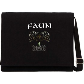 Resim Faun Pagan Siyah Kanvas Postacı Çantası - Siyah 