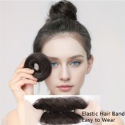 Resim Şık Saç Topuzu - Kadınlar için Sentetik Chignon At Kuyruğu Uzatması, Siyah & Kahverengi Renklerde Çok Yönlü Scrunchie Stili 