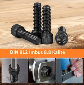 Resim İmbus Siyah Çelik Civata Dın 912 8.8 Kalite 6x16 Mm 20 Adet 