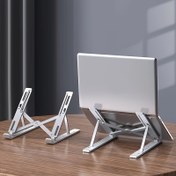 Resim 10 Seviye Ayarlanabilir, Katlanır ve Soğutmalı Laptop Standı, Taşınabilir Masaüstü Tablet Destekleyici, Tüm Dizüstü Bilgisayarlar İçin Uygun, ABS Malzeme 